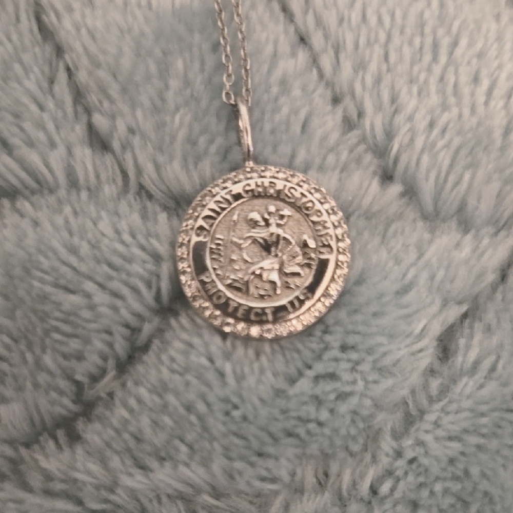 St. Christopher 9.25 Sterling Silver Pendant Necklace